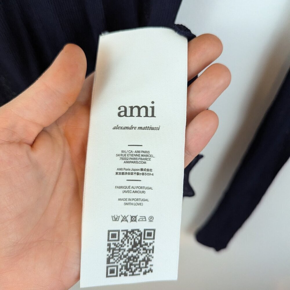 NWT AMI Alexandre Mattiussi Sheer Turtleneck Long Sleeve Tee, Sz XS - Picture 4 of 7